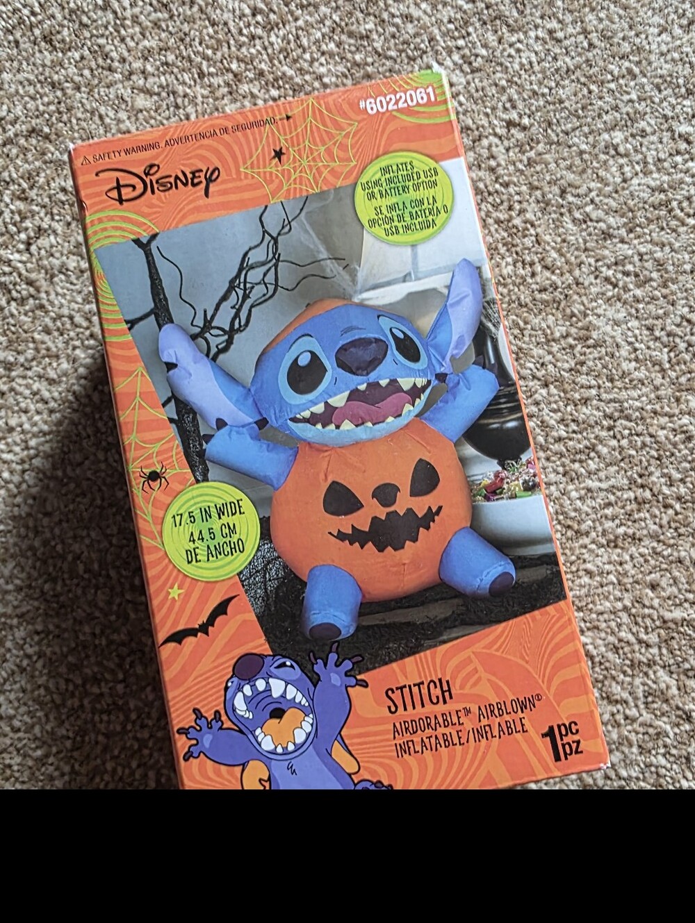 Disney Stitch as Pumpkin Airdorable Inflatable Orange & Blue